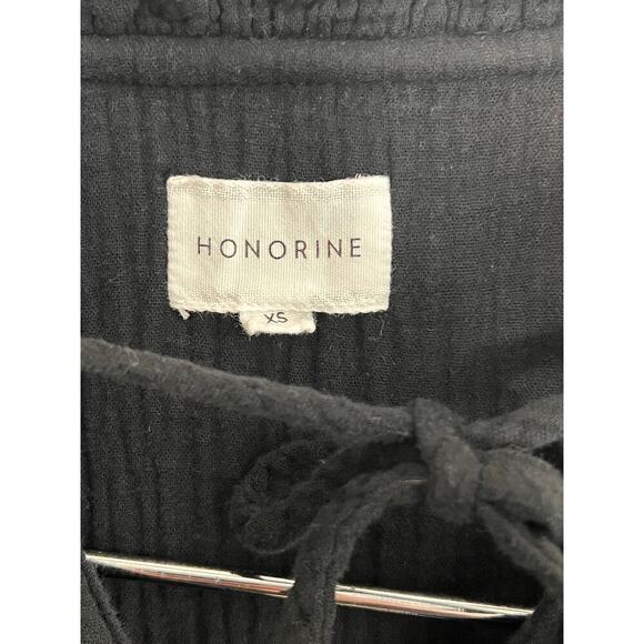 Honorine Giselle Cotton Gauze 3/4 Sleeve Tiered Mini Dress Black Women's Size XS - Picture 5 of 8